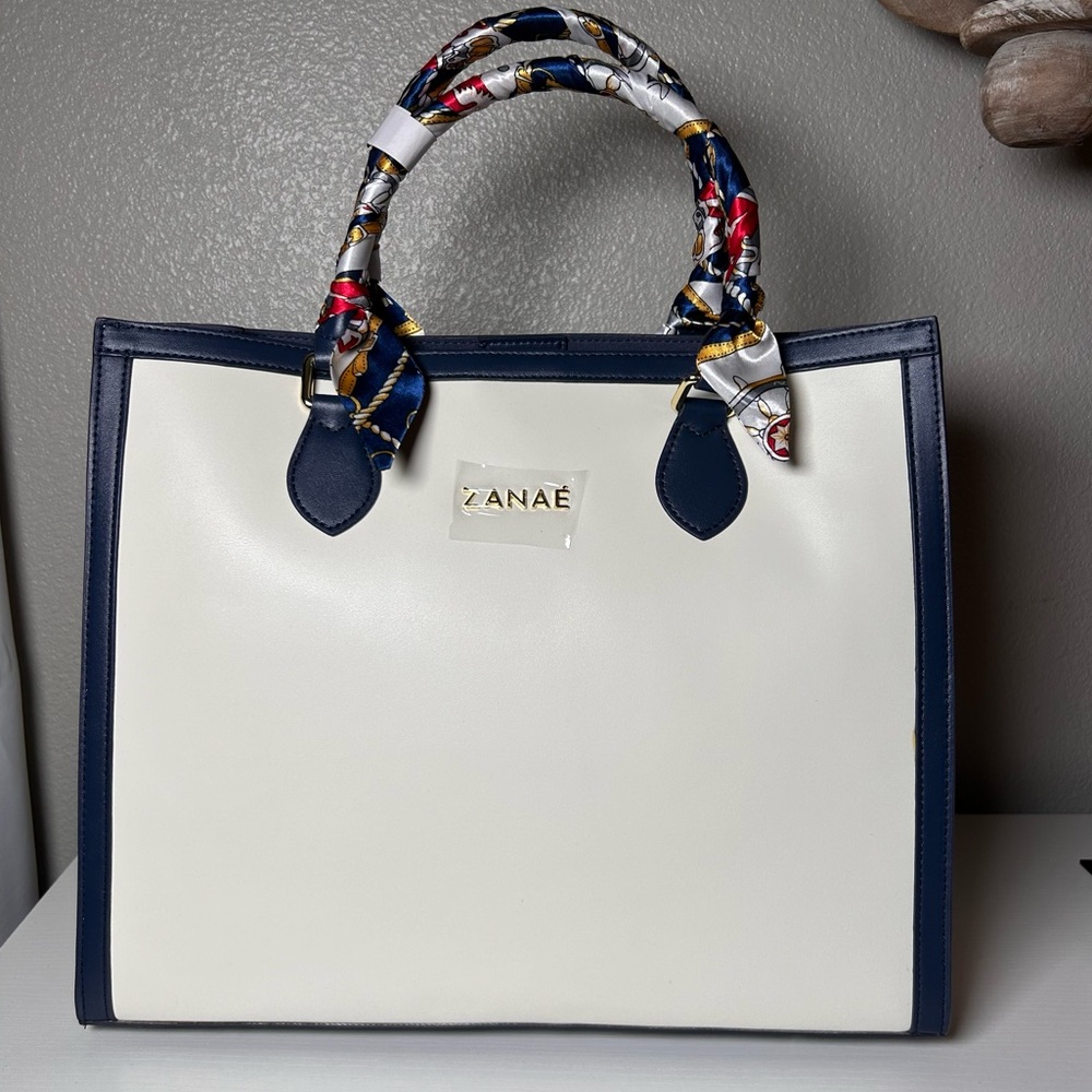 Novara Tote Bag‎ by Zanae – Navy Genuine Leather Tote